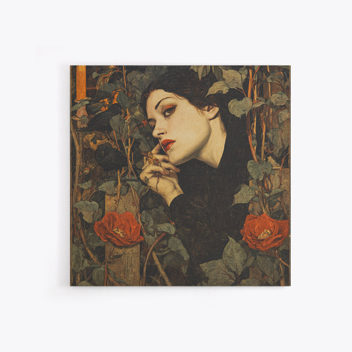 The Poison Garden, Dark Symbolist Art, Square Wall Art, Dark Halloween Decor, Canvas Print, Halloween Wall Art, Gothic Home Decor