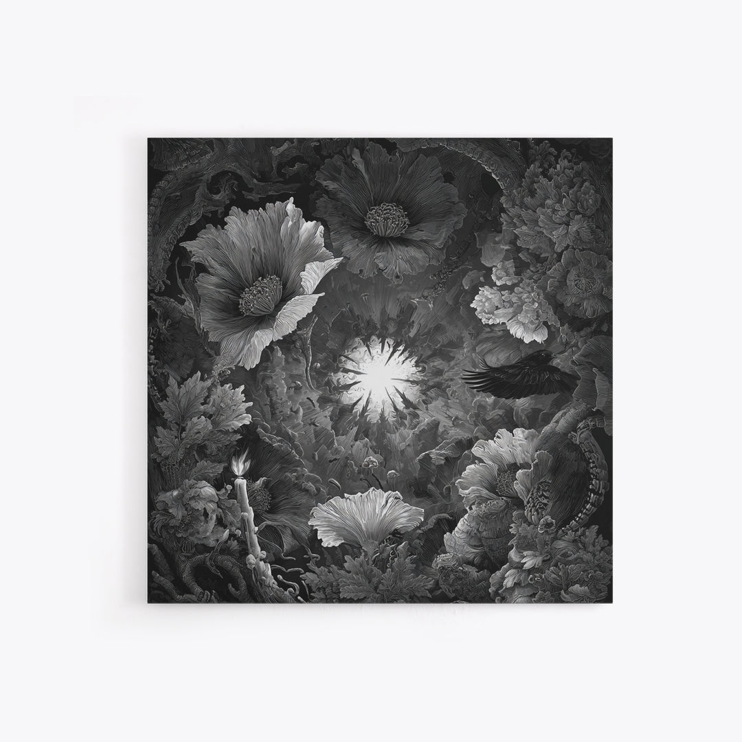 The Poison Garden, Biomechanical Horror Art, Square Wall Art, Dark Halloween Decor, Canvas Print, Halloween Wall Art, Macabre Wall Art