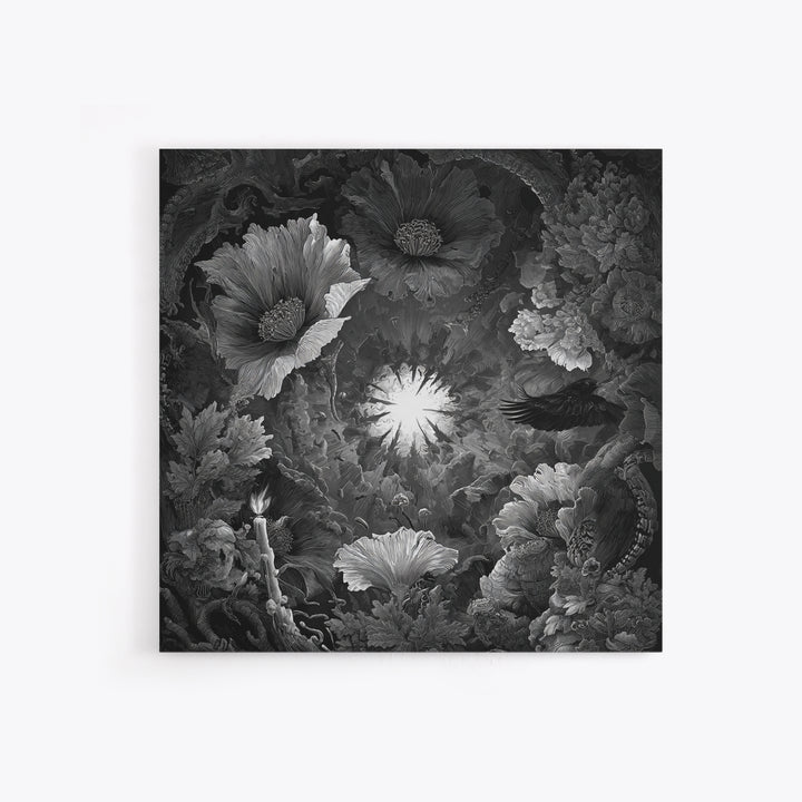 The Poison Garden, Biomechanical Horror Art, Square Wall Art, Dark Halloween Decor, Canvas Print, Halloween Wall Art, Macabre Wall Art