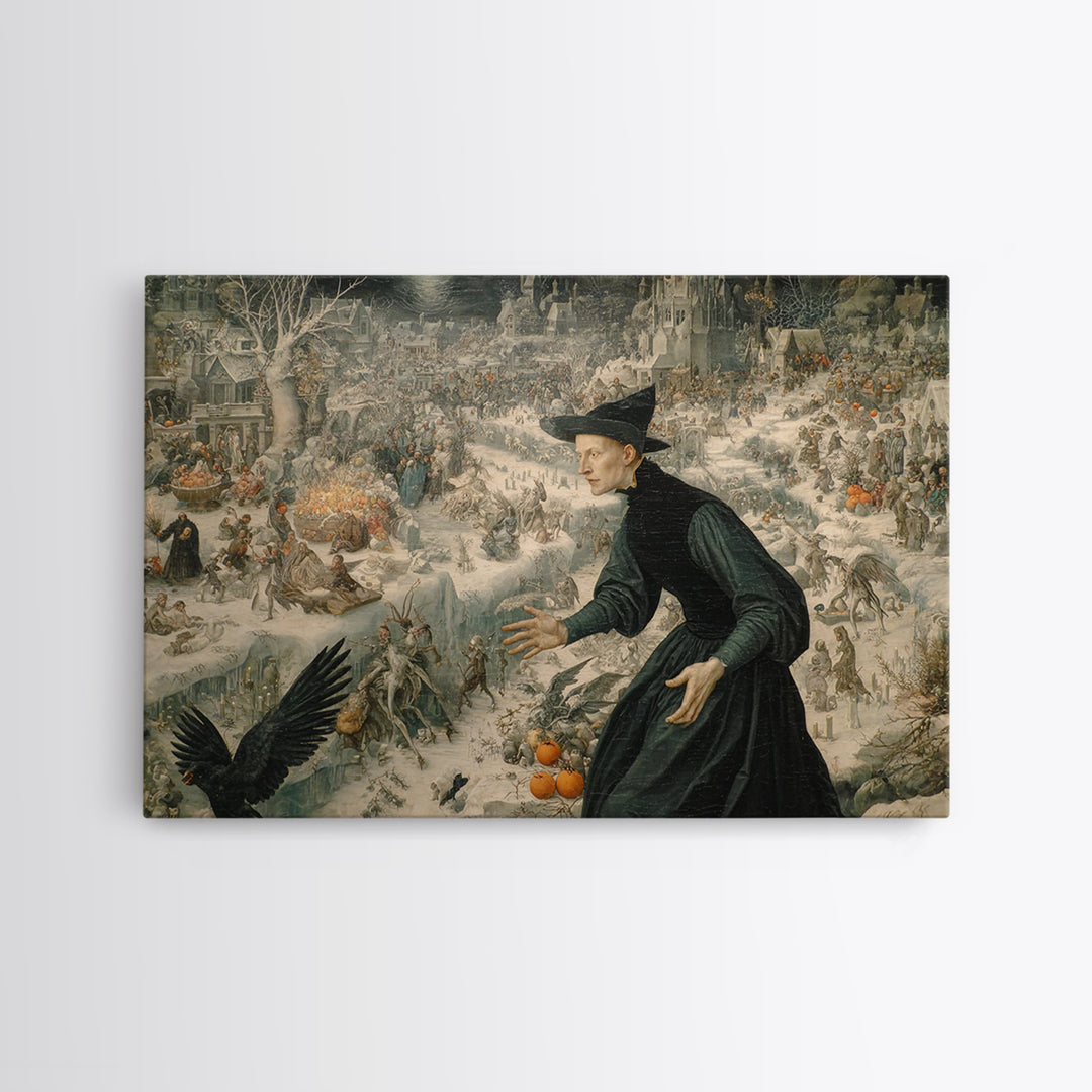 Frozen Halloween, Medieval Grotesque Art, Landscape Wall Art, Gothic Horror Wall Art, Framed Canvas Print, Halloween Wall Art