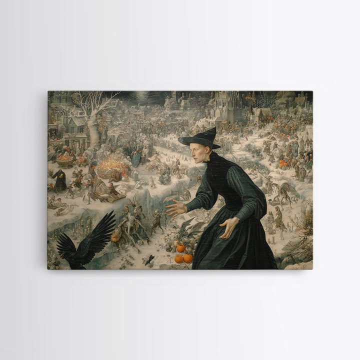 Frozen Halloween, Medieval Grotesque Art, Landscape Wall Art, Gothic Horror Wall Art, Framed Canvas Print, Halloween Wall Art