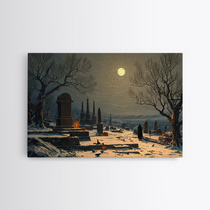 Frozen Halloween, Romantic Gothic Landscape, Landscape Wall Art, Macabre Wall Art, Canvas Print, Halloween Wall Art