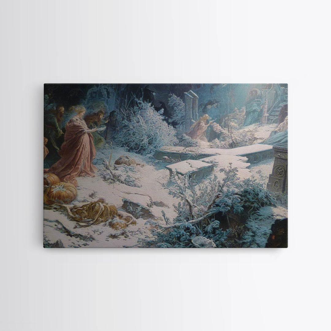 Frozen Halloween, Ornate Symbolist Art, Landscape Wall Art, Macabre Wall Art, Canvas Print, Halloween Wall Art, Halloween Decor