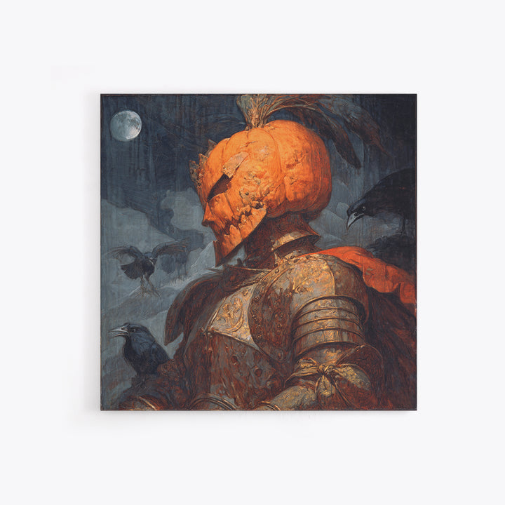 The Pumpkin Paladin, Decadent Gothic Art, Square Wall Art, Gothic Horror Wall Art, Framed Canvas Print, Halloween Wall Art