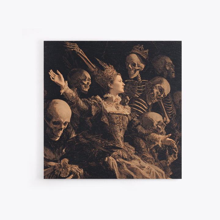 The Necromancer Queen, Danse Macabre Art, Square Wall Art, Macabre Wall Art, Canvas Print, Halloween Wall Art