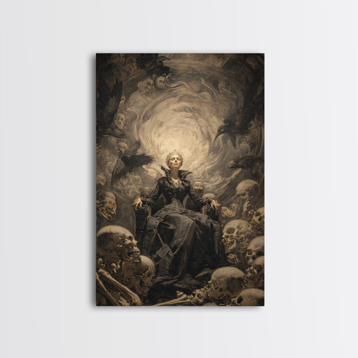 The Necromancer Queen, Gothic Nightmare Art, Vertical Wall Art, Dark Halloween Decor, Canvas Print, Halloween Wall Art