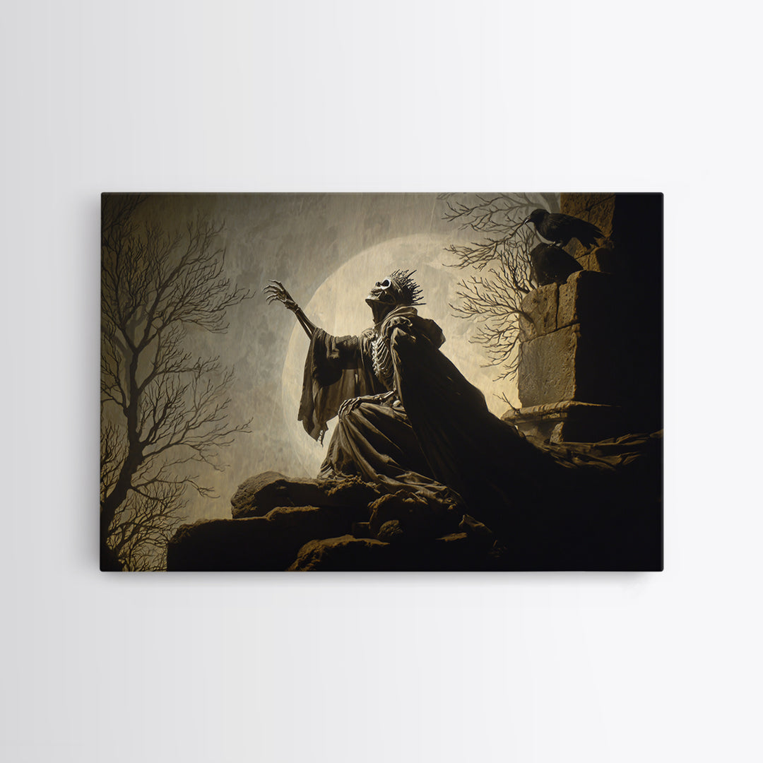 The Necromancer Queen, Romantic Gothic Landscape, Landscape Wall Art, Dark Halloween Decor, Canvas Print, Halloween Wall Art
