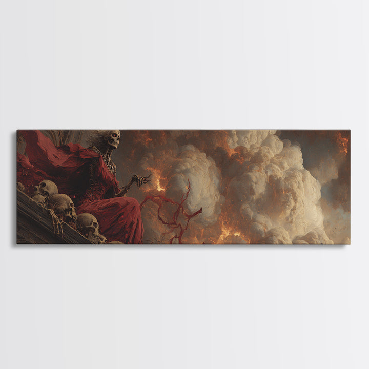 The Necromancer Queen, Apocalyptic Romantic Art, Extra Wide Wall Art, Macabre Wall Art, Canvas Print, Halloween Wall Art