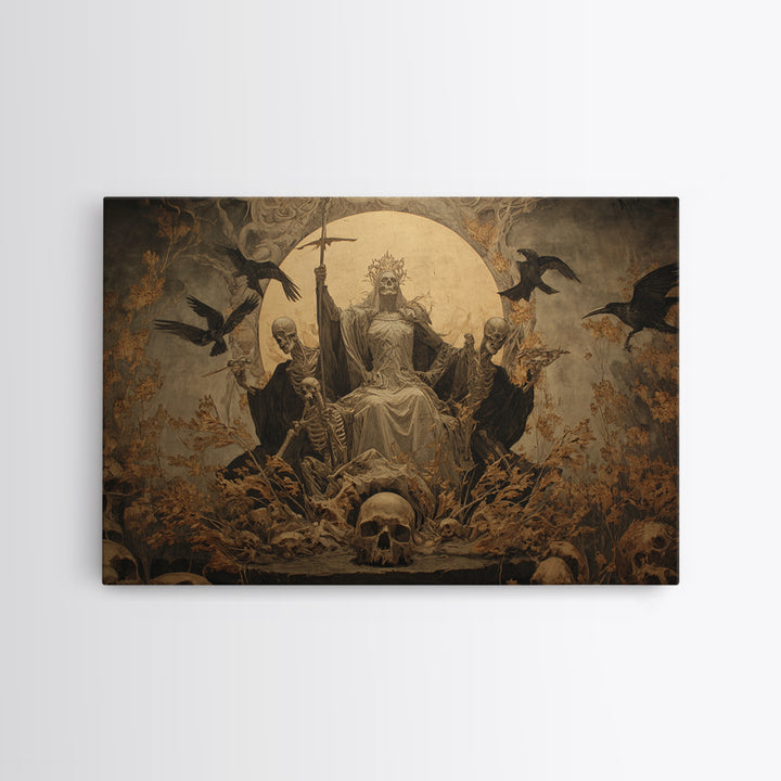 The Necromancer Queen, Symbolist Gothic Landscape, Landscape Wall Art, Dark Halloween Decor, Framed Canvas Print, Halloween Wall Art
