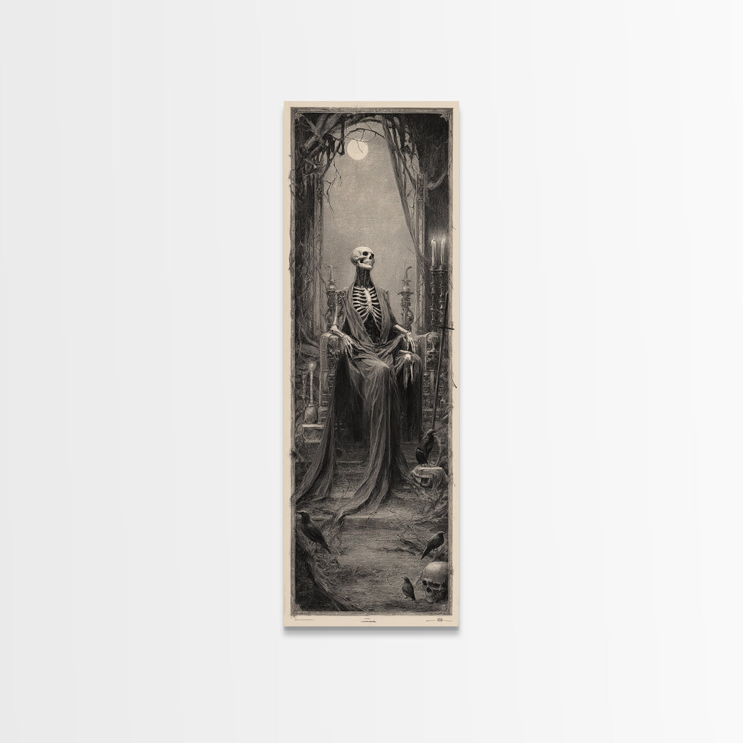 The Necromancer Queen, Surreal Apocalyptic Art, Tall Narrow Wall Art, Macabre Wall Art, Framed Canvas Print, Halloween Wall Art