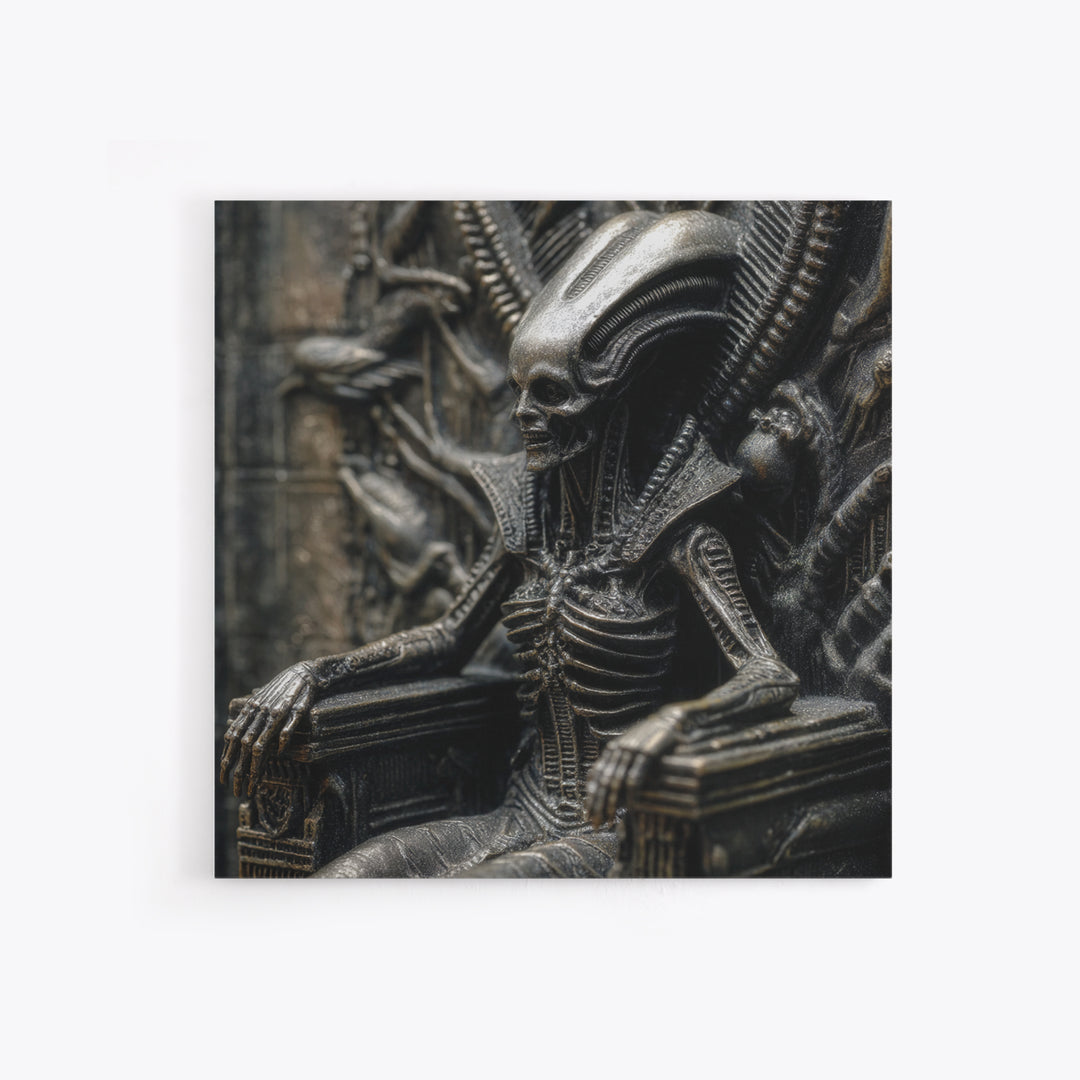 The Necromancer Queen, Biomechanical Horror Art, Square Wall Art, Dark Halloween Decor, Canvas Print, Halloween Wall Art, Spooky Wall Decor