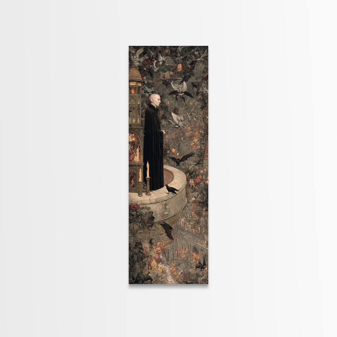 The Bat Prince, Medieval Grotesque Art, Tall Narrow Wall Art, Dark Fantasy Wall Art, Canvas Print, Halloween Wall Art
