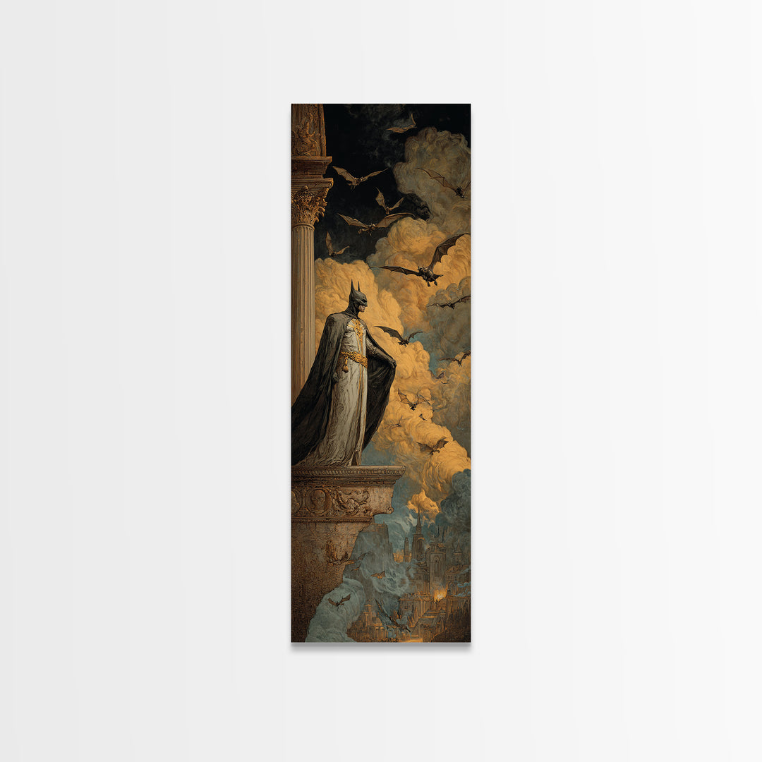 The Bat Prince, Apocalyptic Romantic Art, Tall Narrow Wall Art, Dark Fantasy Wall Art, Canvas Print, Halloween Wall Art, Dark Fantasy Art