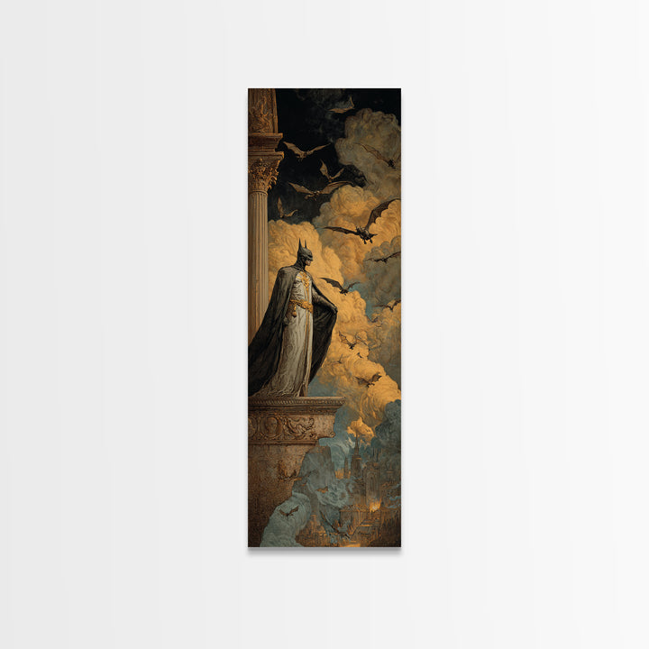 The Bat Prince, Apocalyptic Romantic Art, Tall Narrow Wall Art, Dark Fantasy Wall Art, Canvas Print, Halloween Wall Art, Dark Fantasy Art