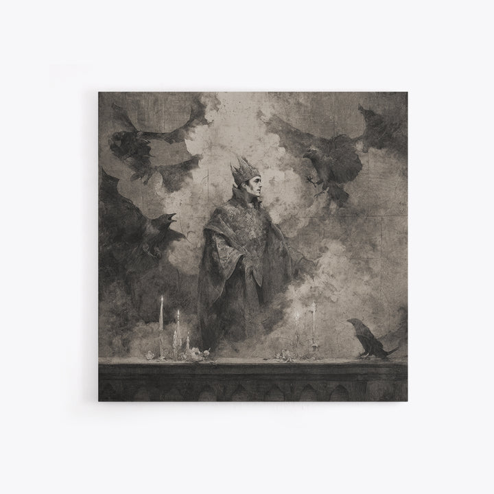 The Bat Prince, Symbolist Dream Art, Square Wall Art, Macabre Wall Art, Canvas Print, Halloween Wall Art, Dark Fantasy Art
