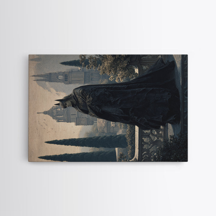 The Bat Prince, Symbolist Gothic Landscape, Landscape Wall Art, Dark Halloween Decor, Framed Canvas Print, Halloween Wall Art