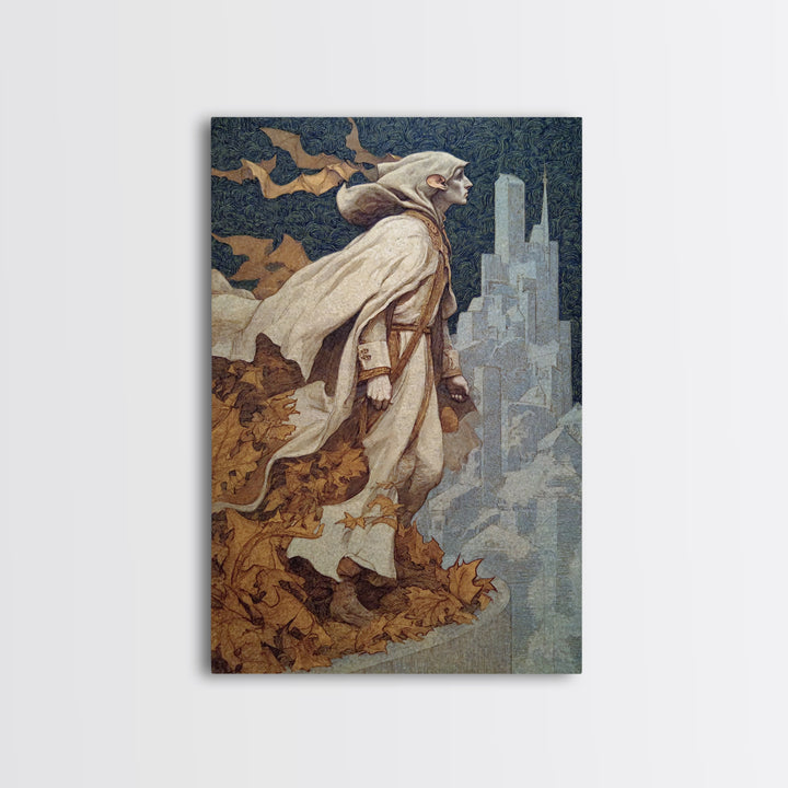 The Bat Prince, Symbolist Death Art, Vertical Wall Art, Gothic Horror Wall Art, Framed Canvas Print, Halloween Wall Art
