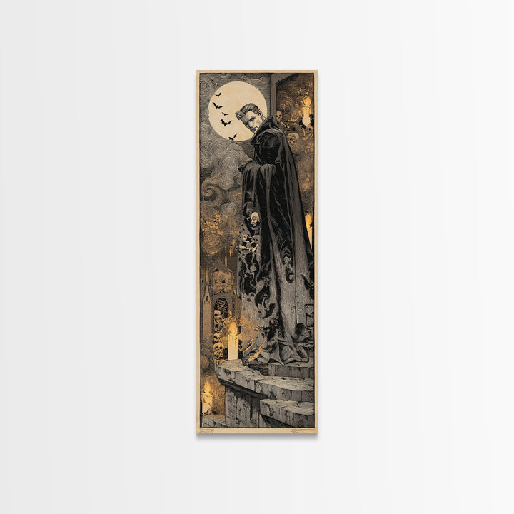The Bat Prince, Macabre Folk Print Art, Tall Narrow Wall Art, Macabre Wall Art, Canvas Print, Halloween Wall Art