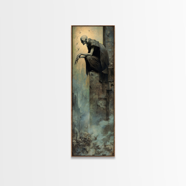 The Bat Prince, Surreal Apocalyptic Art, Tall Narrow Wall Art, Dark Fantasy Wall Art, Framed Canvas Print, Halloween Wall Art