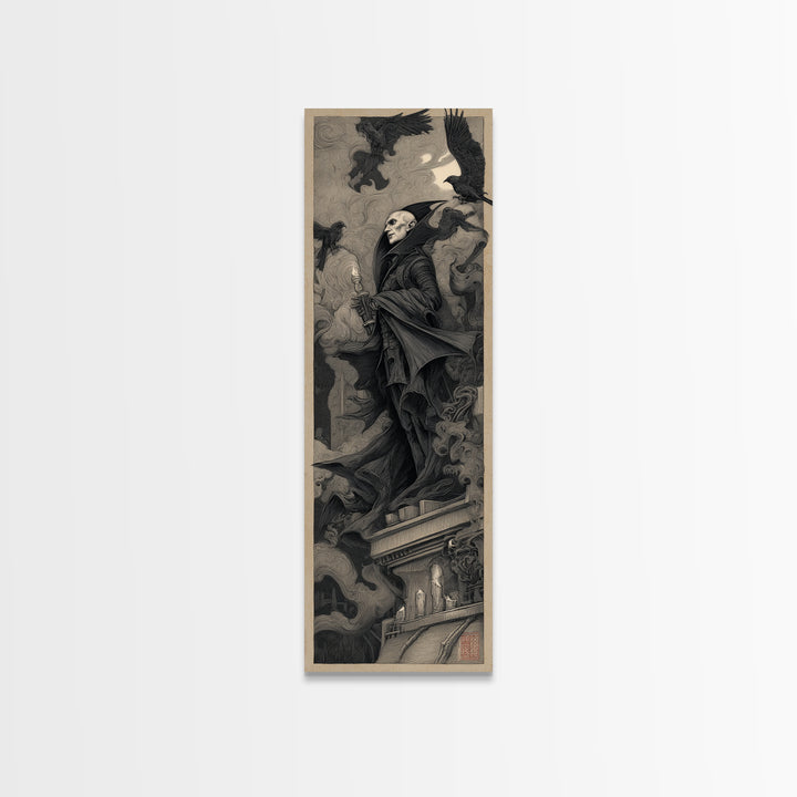The Bat Prince, Biomechanical Horror Art, Tall Narrow Wall Art, Dark Fantasy Wall Art, Framed Canvas Print, Halloween Wall Art