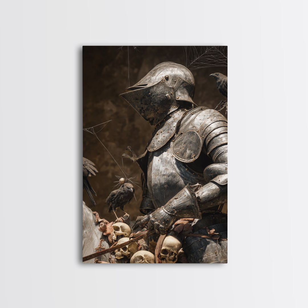 The Spider Knight, Danse Macabre Art, Vertical Wall Art, Macabre Wall Art, Canvas Print, Halloween Wall Art