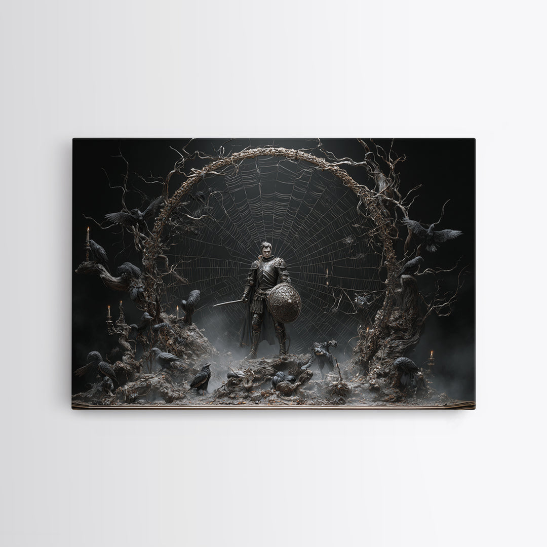 The Spider Knight, Baroque Witchcraft Art, Landscape Wall Art, Dark Halloween Decor, Canvas Print, Halloween Wall Art, Macabre Wall Art