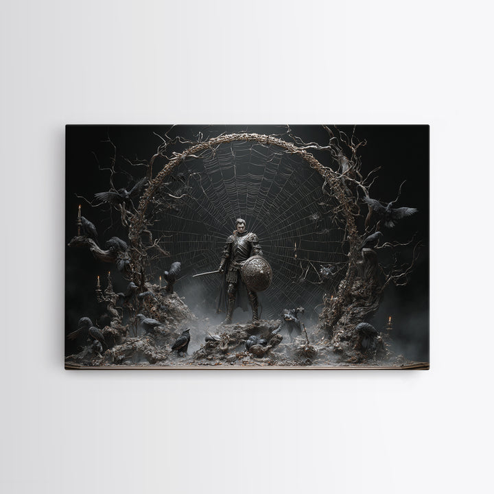 The Spider Knight, Baroque Witchcraft Art, Landscape Wall Art, Dark Halloween Decor, Canvas Print, Halloween Wall Art, Macabre Wall Art