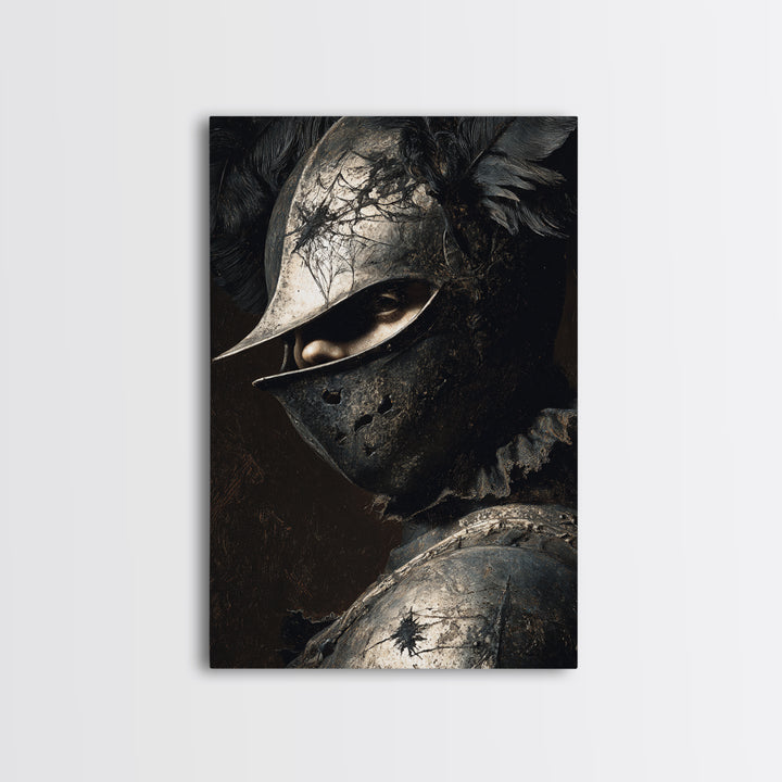 The Spider Knight, Dark Romantic Horror Art, Vertical Wall Art, Macabre Wall Art, Framed Canvas Print, Halloween Wall Art