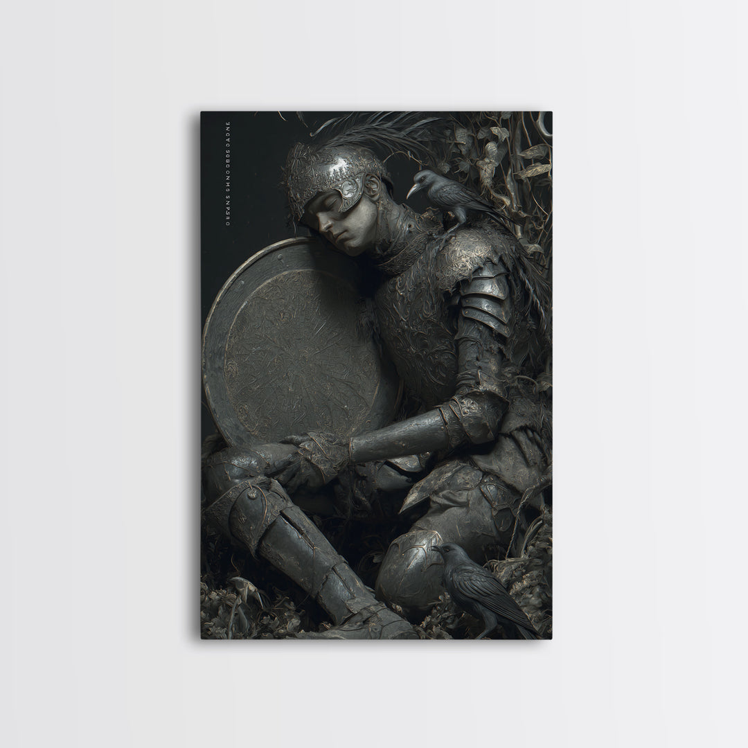 The Spider Knight, Gothic Nightmare Art, Vertical Wall Art, Macabre Wall Art, Framed Canvas Print, Halloween Wall Art