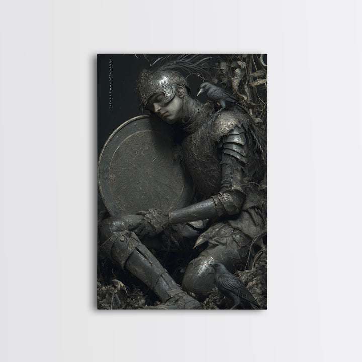 The Spider Knight, Gothic Nightmare Art, Vertical Wall Art, Macabre Wall Art, Framed Canvas Print, Halloween Wall Art