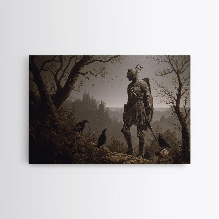 The Spider Knight, Romantic Gothic Landscape, Landscape Wall Art, Dark Halloween Decor, Canvas Print, Halloween Wall Art
