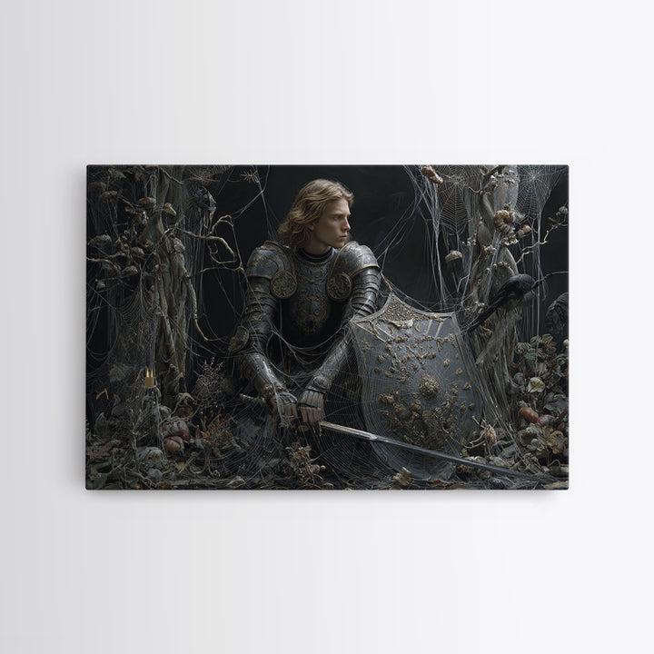 The Spider Knight, Symbolist Gothic Landscape, Landscape Wall Art, Gothic Horror Wall Art, Canvas Print, Halloween Wall Art
