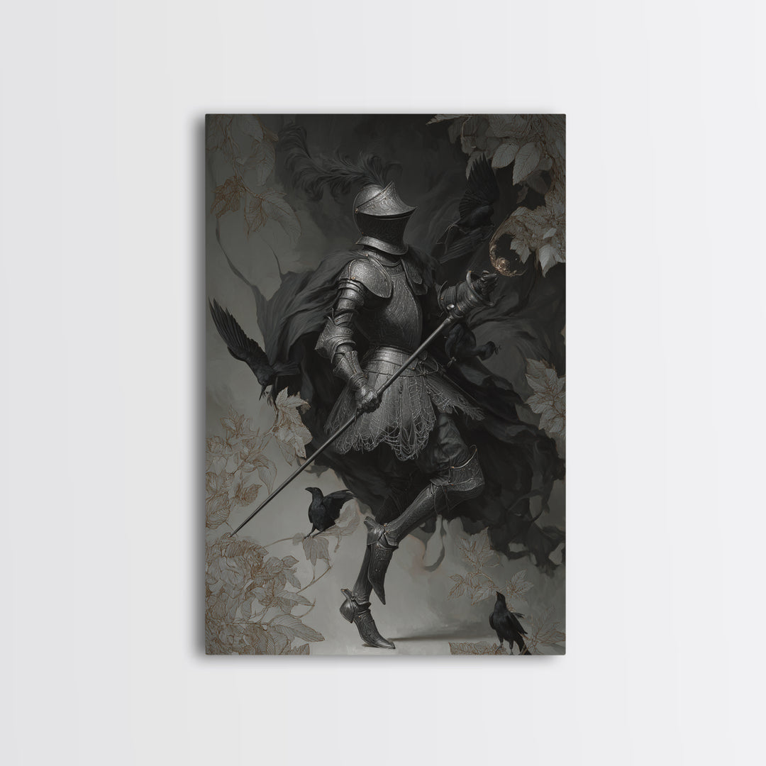 The Spider Knight, Decadent Gothic Art, Vertical Wall Art, Dark Fantasy Wall Art, Framed Canvas Print, Halloween Wall Art