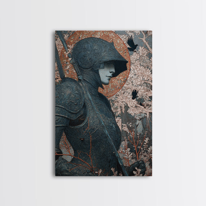 The Spider Knight, Symbolist Death Art, Vertical Wall Art, Dark Fantasy Wall Art, Framed Canvas Print, Halloween Wall Art