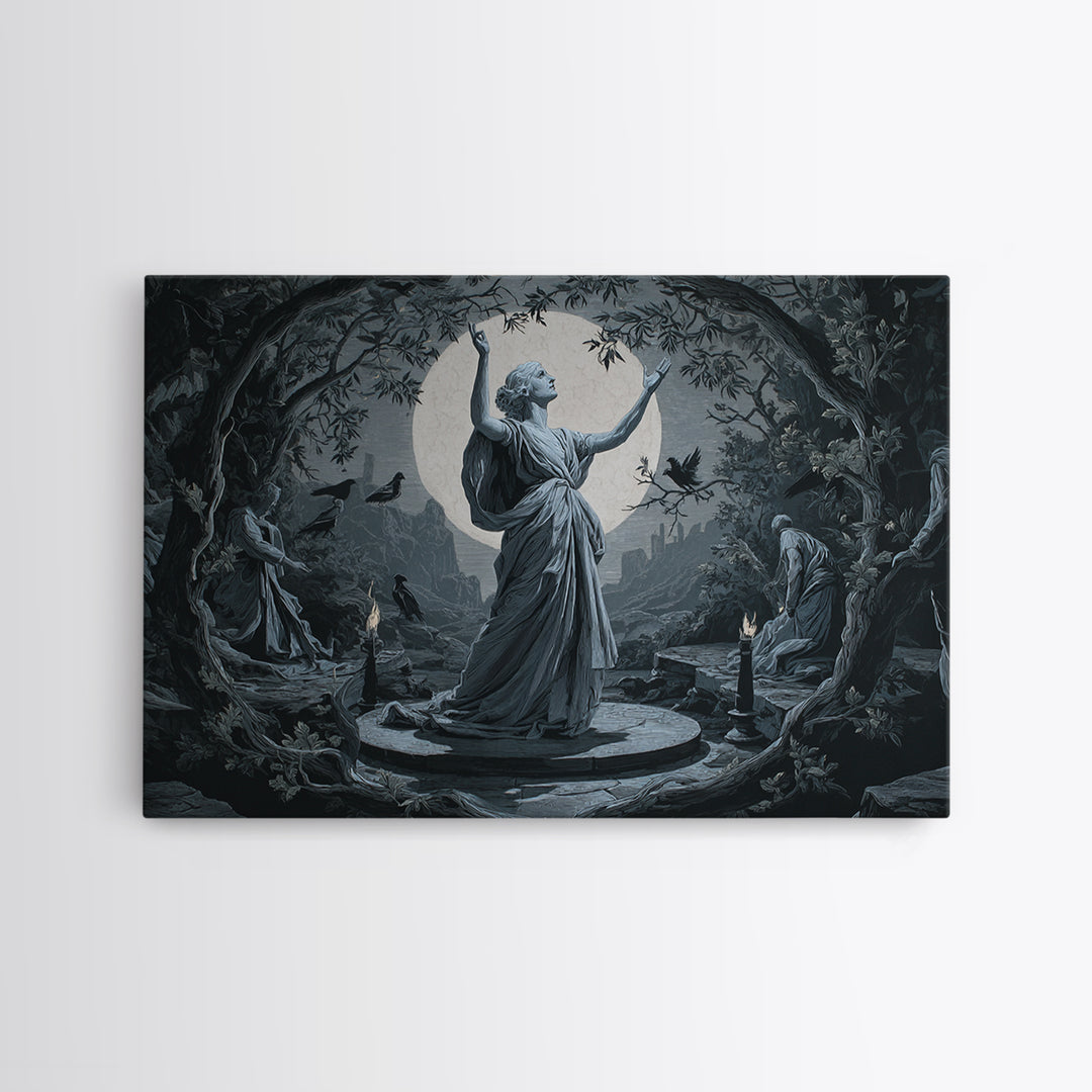 The Moon Priestess, Romantic Gothic Landscape, Landscape Wall Art, Macabre Wall Art, Canvas Print, Halloween Wall Art