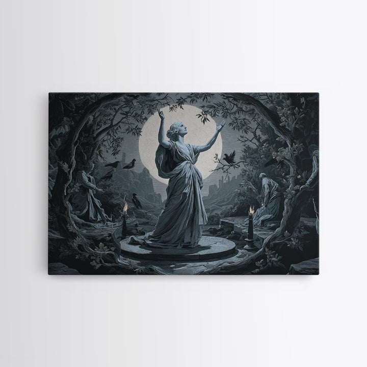 The Moon Priestess, Romantic Gothic Landscape, Landscape Wall Art, Macabre Wall Art, Canvas Print, Halloween Wall Art