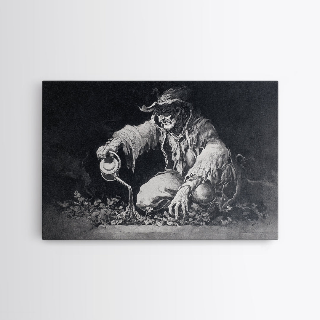The Graveyard Gardener, Dark Romantic Horror Art, Landscape Wall Art, Macabre Wall Art, Canvas Print, Halloween Wall Art, Halloween Decor