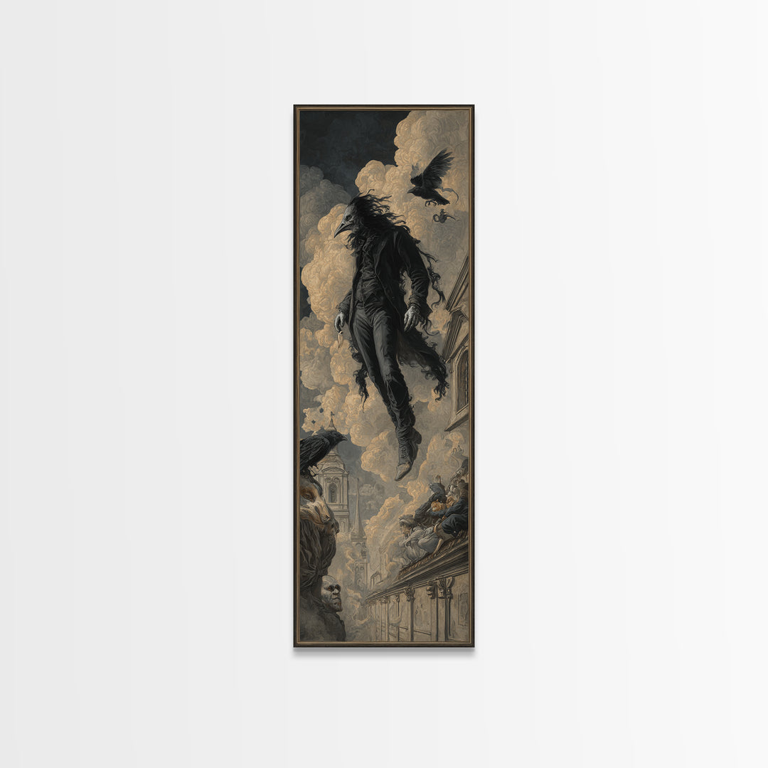 The Crow-Masked Assassin, Gothic Nightmare Art, Tall Narrow Wall Art, Dark Fantasy Wall Art, Canvas Print, Halloween Wall Art