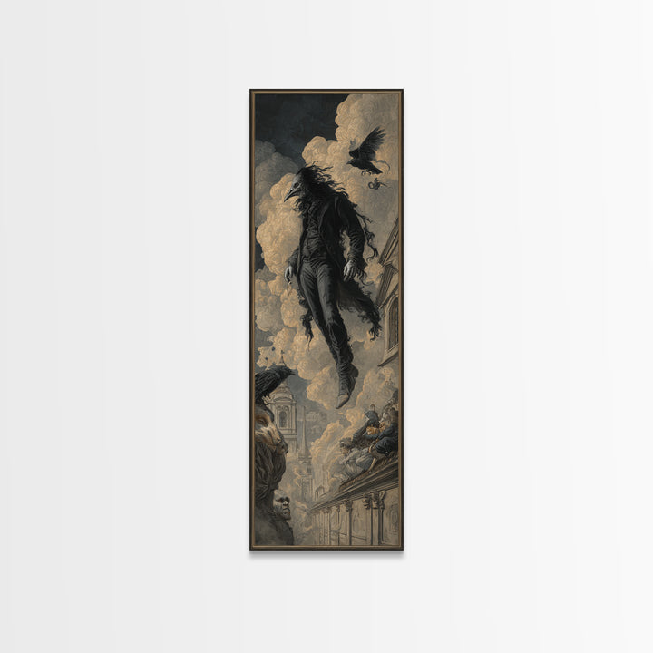 The Crow-Masked Assassin, Gothic Nightmare Art, Tall Narrow Wall Art, Dark Fantasy Wall Art, Canvas Print, Halloween Wall Art