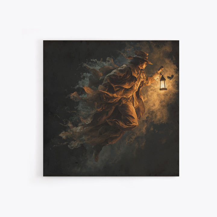 The Lantern Mage, Baroque Witchcraft Art, Square Wall Art, Dark Halloween Decor, Canvas Print, Halloween Wall Art, Statement Wall Art