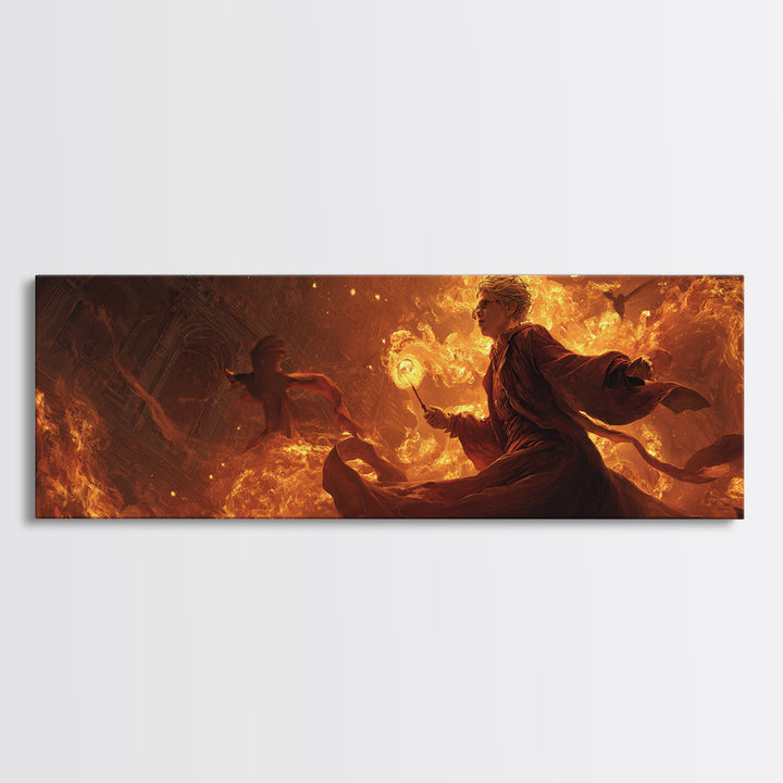 The Lantern Mage, Apocalyptic Romantic Art, Extra Wide Wall Art, Gothic Horror Wall Art, Framed Canvas Print, Halloween Wall Art