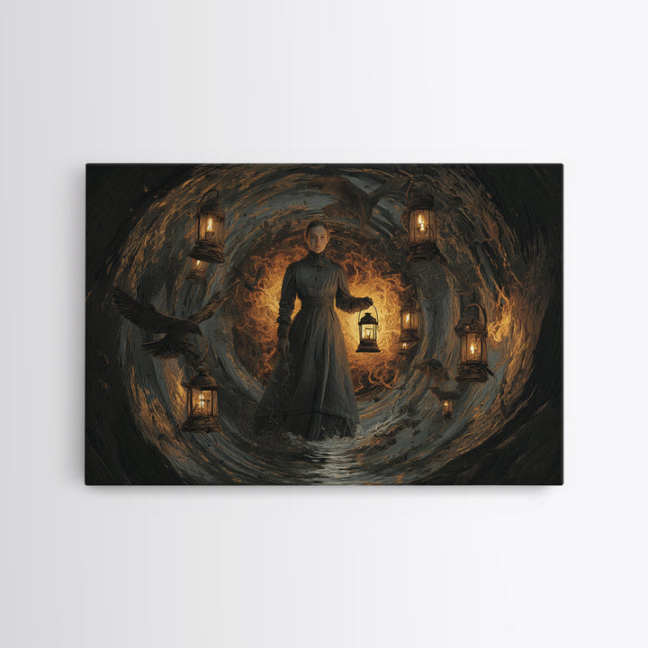 The Lantern Mage, Symbolist Gothic Landscape, Landscape Wall Art, Macabre Wall Art, Canvas Print, Halloween Wall Art, Horror Wall Art