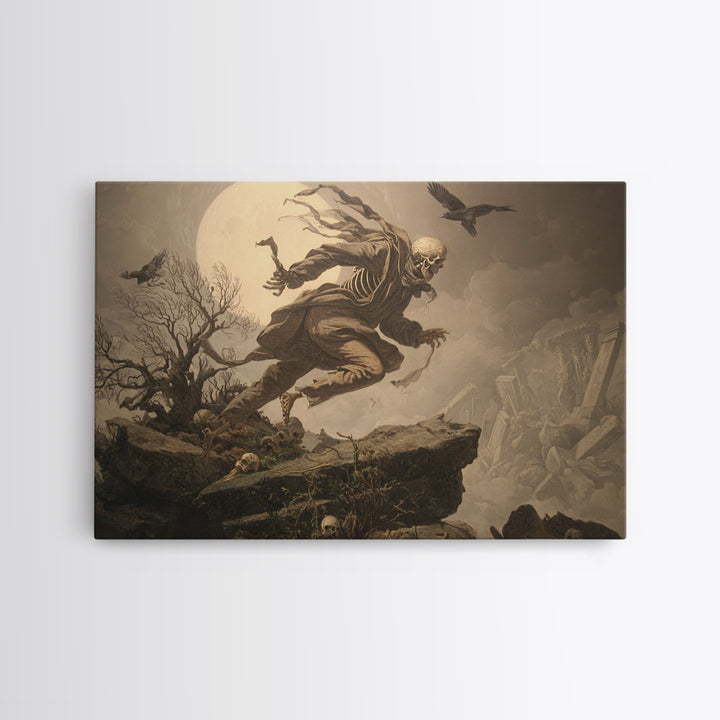 The Bone Sculptor, Romantic Gothic Landscape, Landscape Wall Art, Macabre Wall Art, Framed Canvas Print, Halloween Wall Art