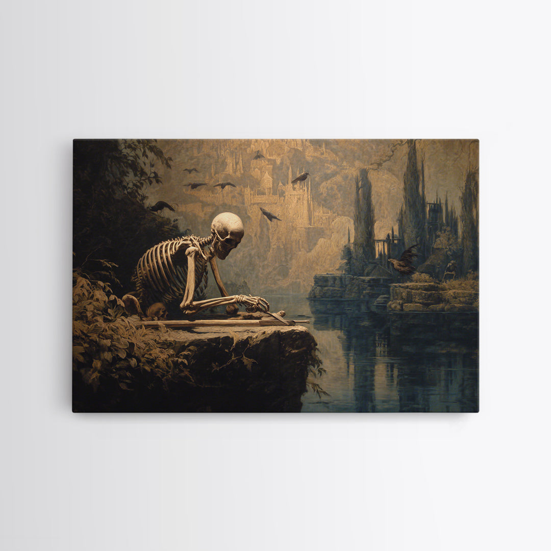 The Bone Sculptor, Symbolist Gothic Landscape, Landscape Wall Art, Gothic Horror Wall Art, Framed Canvas Print, Halloween Wall Art