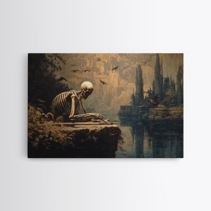 The Bone Sculptor, Symbolist Gothic Landscape, Landscape Wall Art, Gothic Horror Wall Art, Framed Canvas Print, Halloween Wall Art