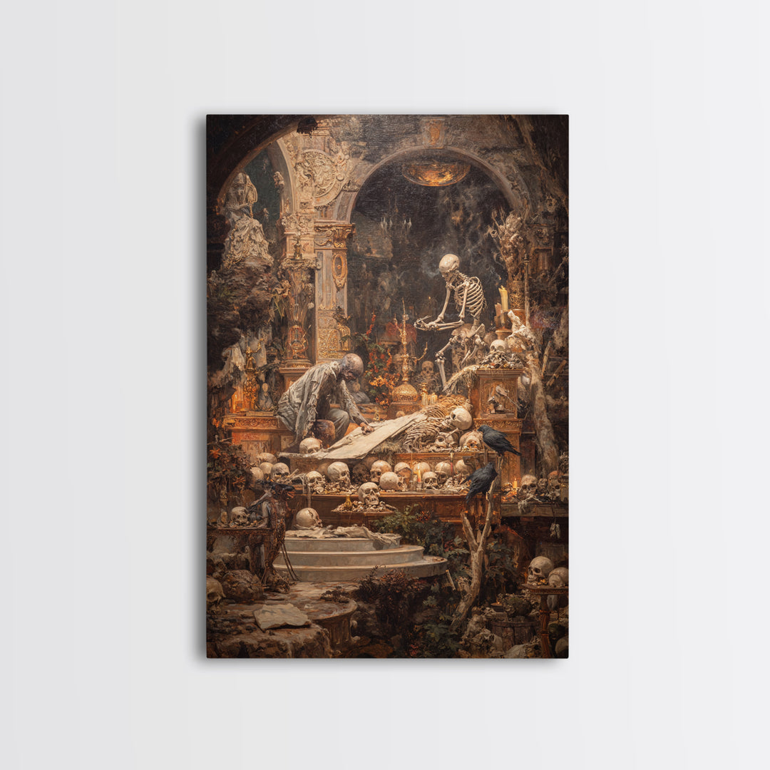 The Bone Sculptor, Ornate Symbolist Art, Vertical Wall Art, Dark Halloween Decor, Canvas Print, Halloween Wall Art, Spooky Wall Decor