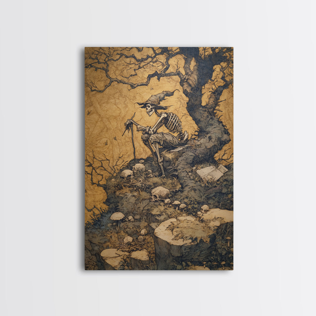 The Bone Sculptor, Gothic Storybook Art, Vertical Wall Art, Macabre Wall Art, Canvas Print, Halloween Wall Art, Dark Fantasy Art