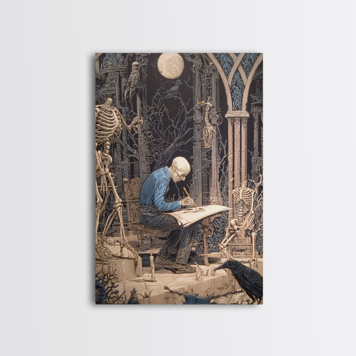 The Bone Sculptor, Victorian Macabre Art, Vertical Wall Art, Gothic Horror Wall Art, Framed Canvas Print, Halloween Wall Art