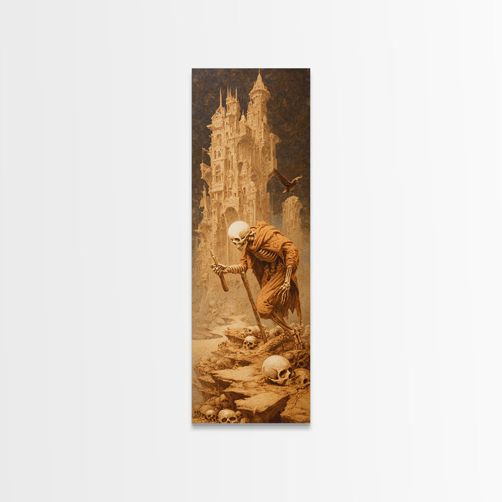The Bone Sculptor, Surreal Apocalyptic Art, Tall Narrow Wall Art, Gothic Horror Wall Art, Canvas Print, Halloween Wall Art