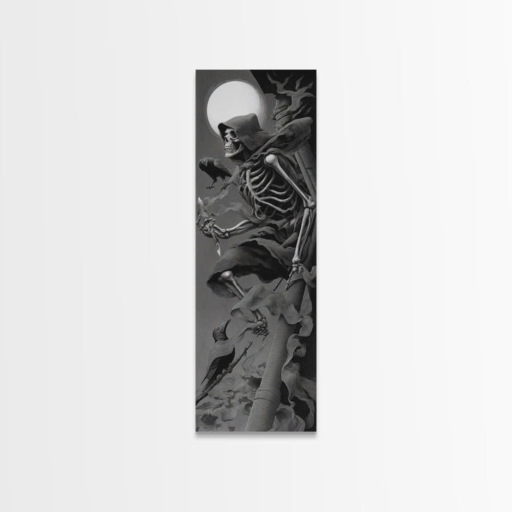 The Bone Sculptor, Biomechanical Horror Art, Tall Narrow Wall Art, Dark Fantasy Wall Art, Canvas Print, Halloween Wall Art